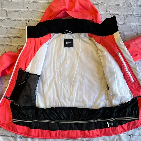 Nils Ski Snowboard Winter Jacket Womens 8 Coral Powder Skirt Removable Hood Zip - Picture 5 of 16